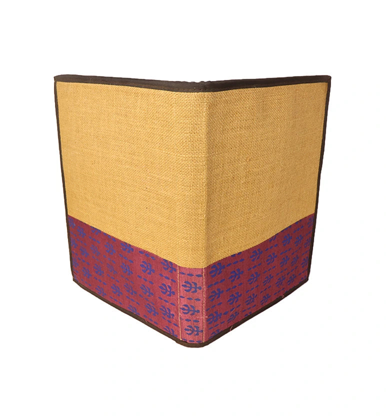 Handcrafted Jute File Folder with Hand Block Printed Fabric Panel