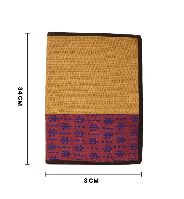 Handcrafted Jute File Folder with Hand Block Printed Fabric Panel