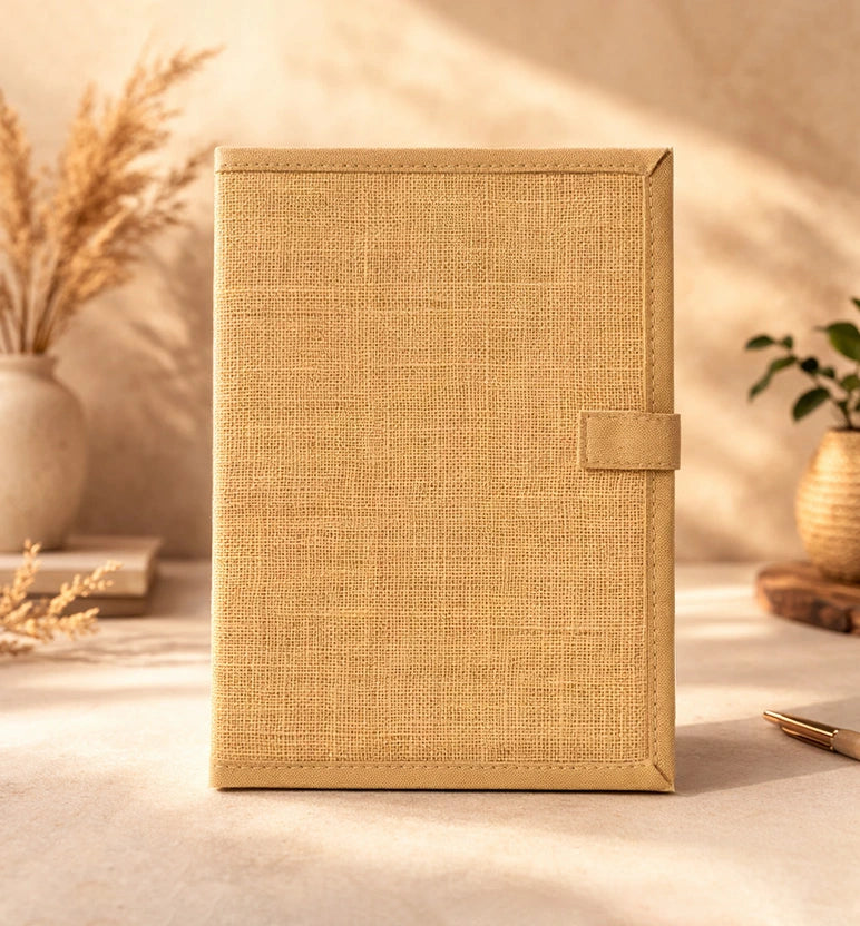 Handcrafted fabric File Folder –  beige color