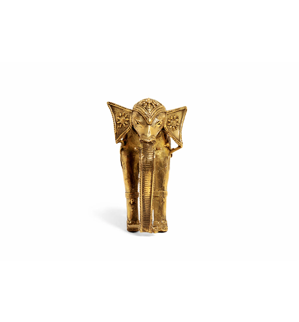 Handcrafted Brass Elephant with Lotus Showpiece – Medium (Bhareva Craft)