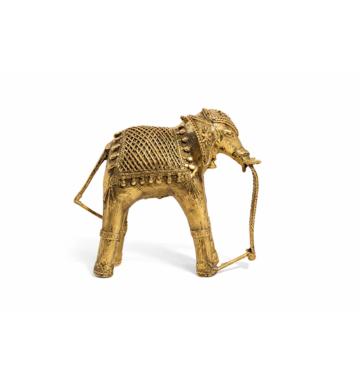 Handcrafted Brass Elephant with Lotus Showpiece – Medium (Bhareva Craft)