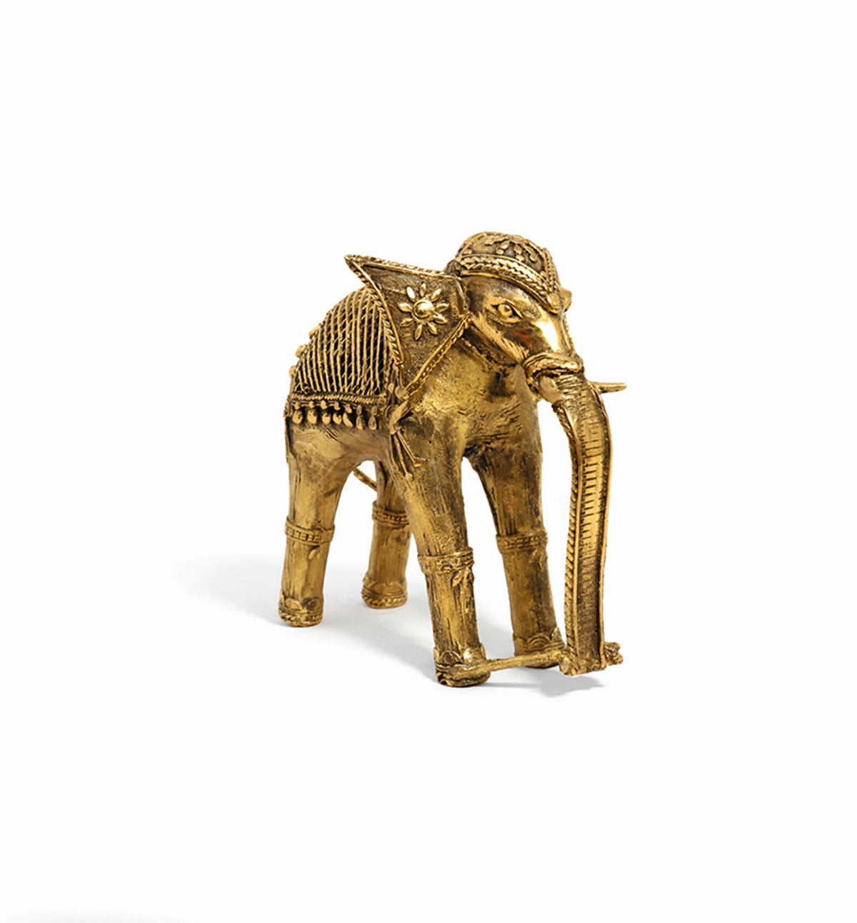Handcrafted Brass Elephant with Lotus Showpiece – Medium (Bhareva Craft)