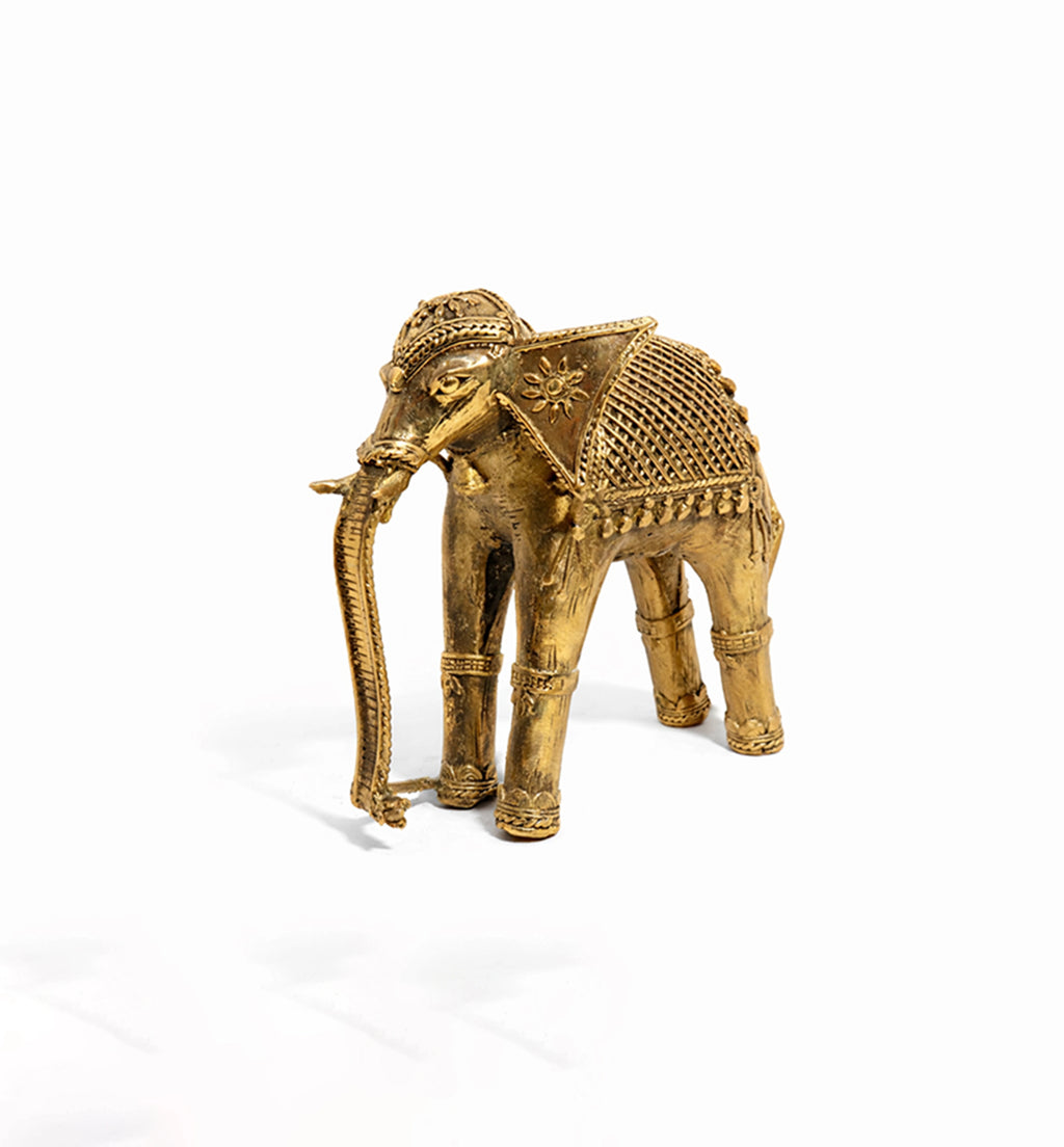 Handcrafted Brass Elephant with Lotus Showpiece – Medium (Bhareva Craft)
