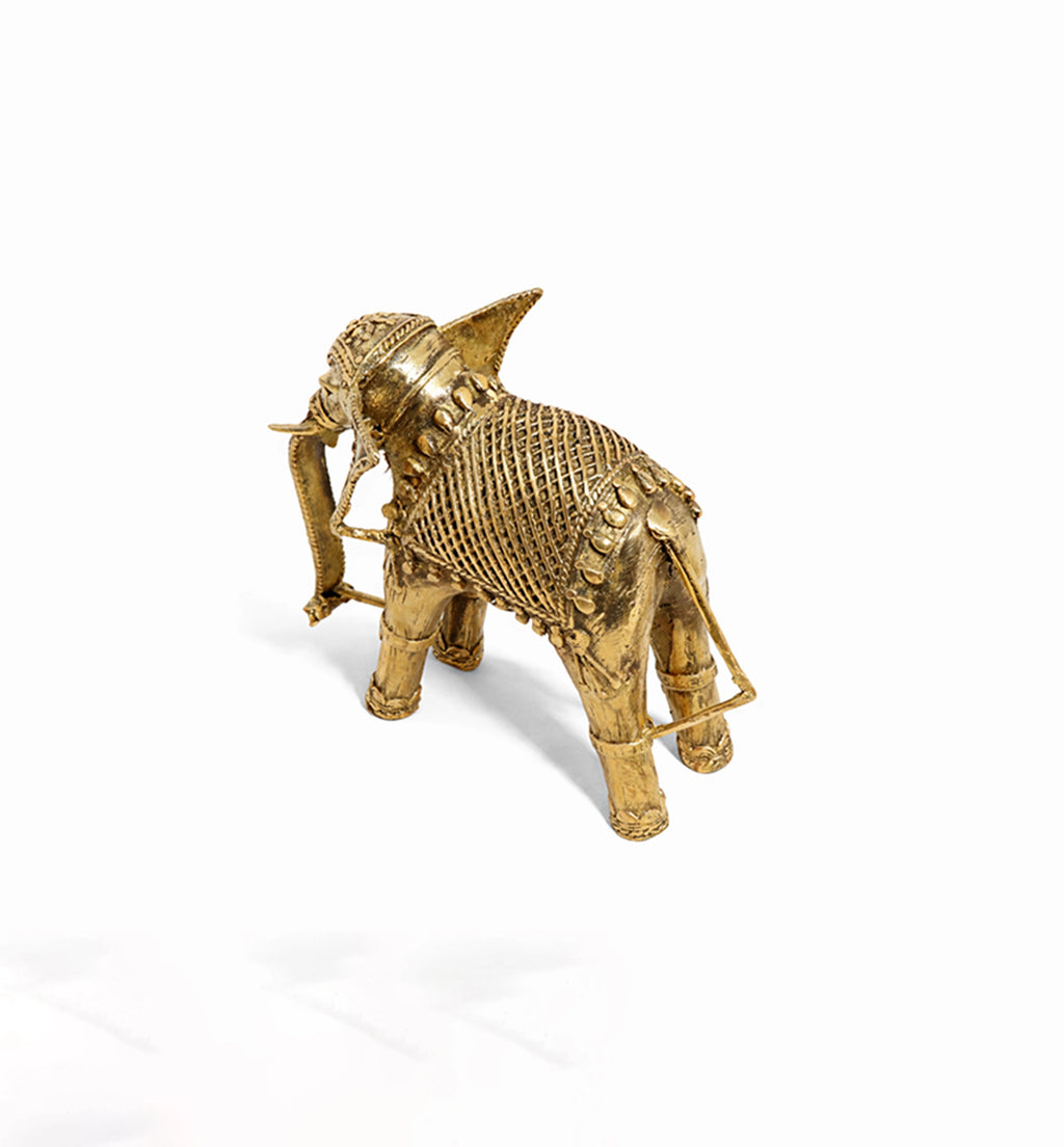 Handcrafted Brass Elephant with Lotus Showpiece – Medium (Bhareva Craft)