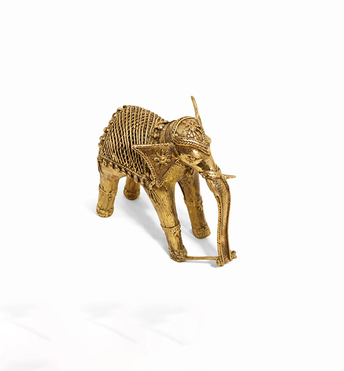 Handcrafted Brass Elephant with Lotus Showpiece – Medium (Bhareva Craft)