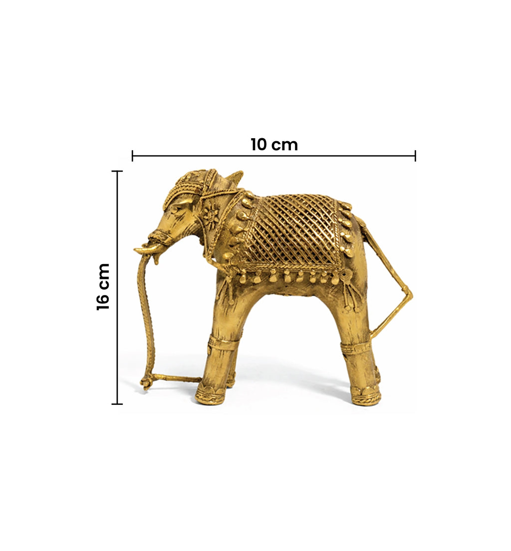 Handcrafted Brass Elephant with Lotus Showpiece – Medium (Bhareva Craft)