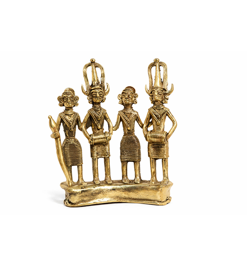 Handcrafted Brass Tribal Musician Ensemble showpiece