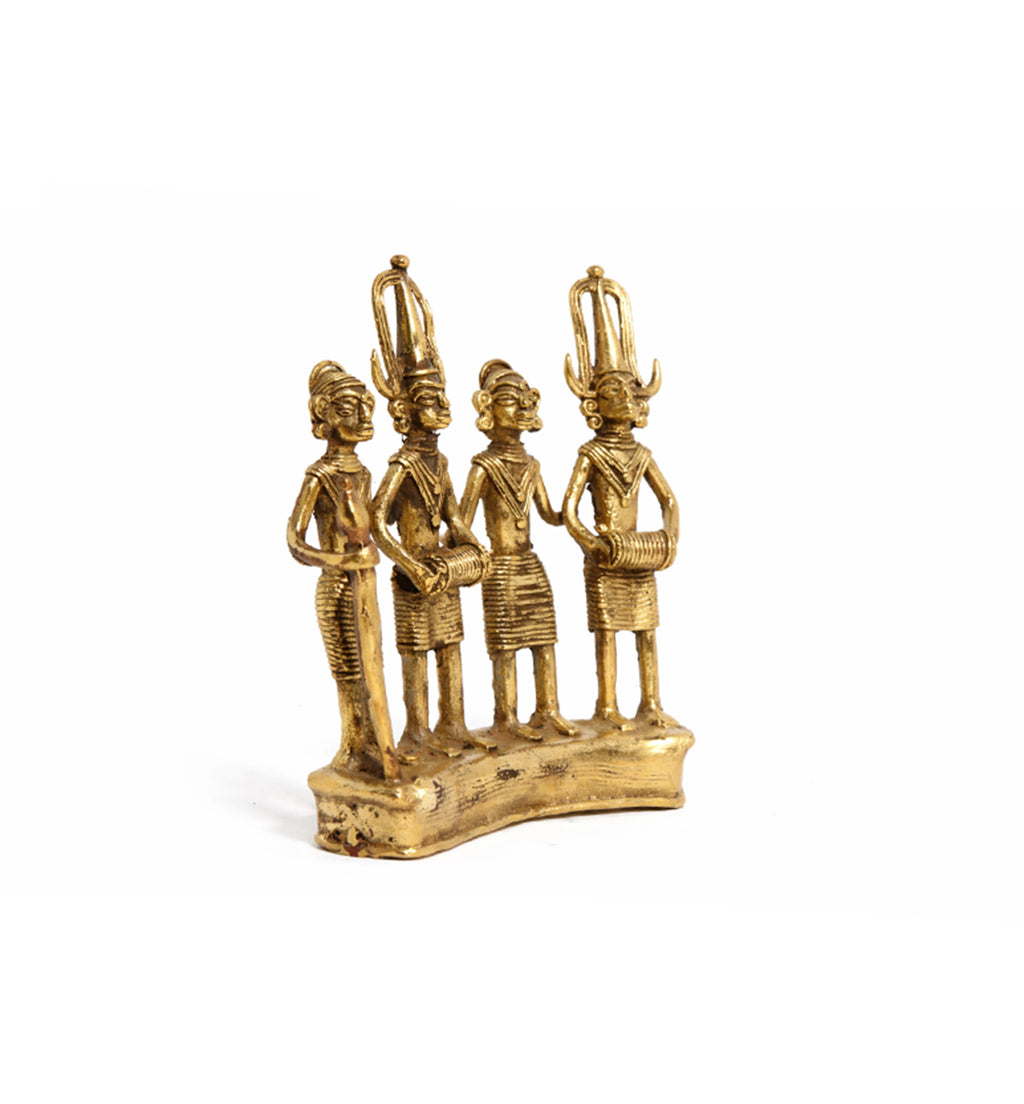 Handcrafted Brass Tribal Musician Ensemble showpiece
