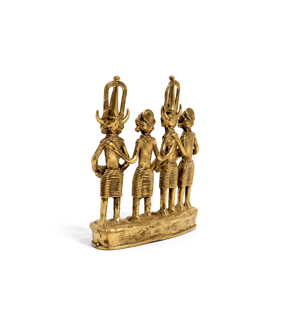 Handcrafted Brass Tribal Musician Ensemble showpiece