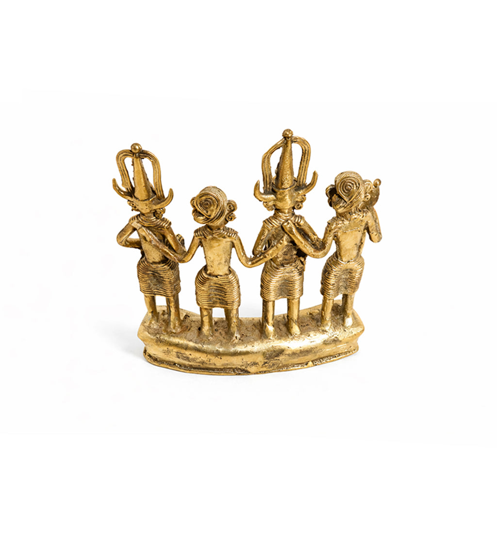 Handcrafted Brass Tribal Musician Ensemble showpiece
