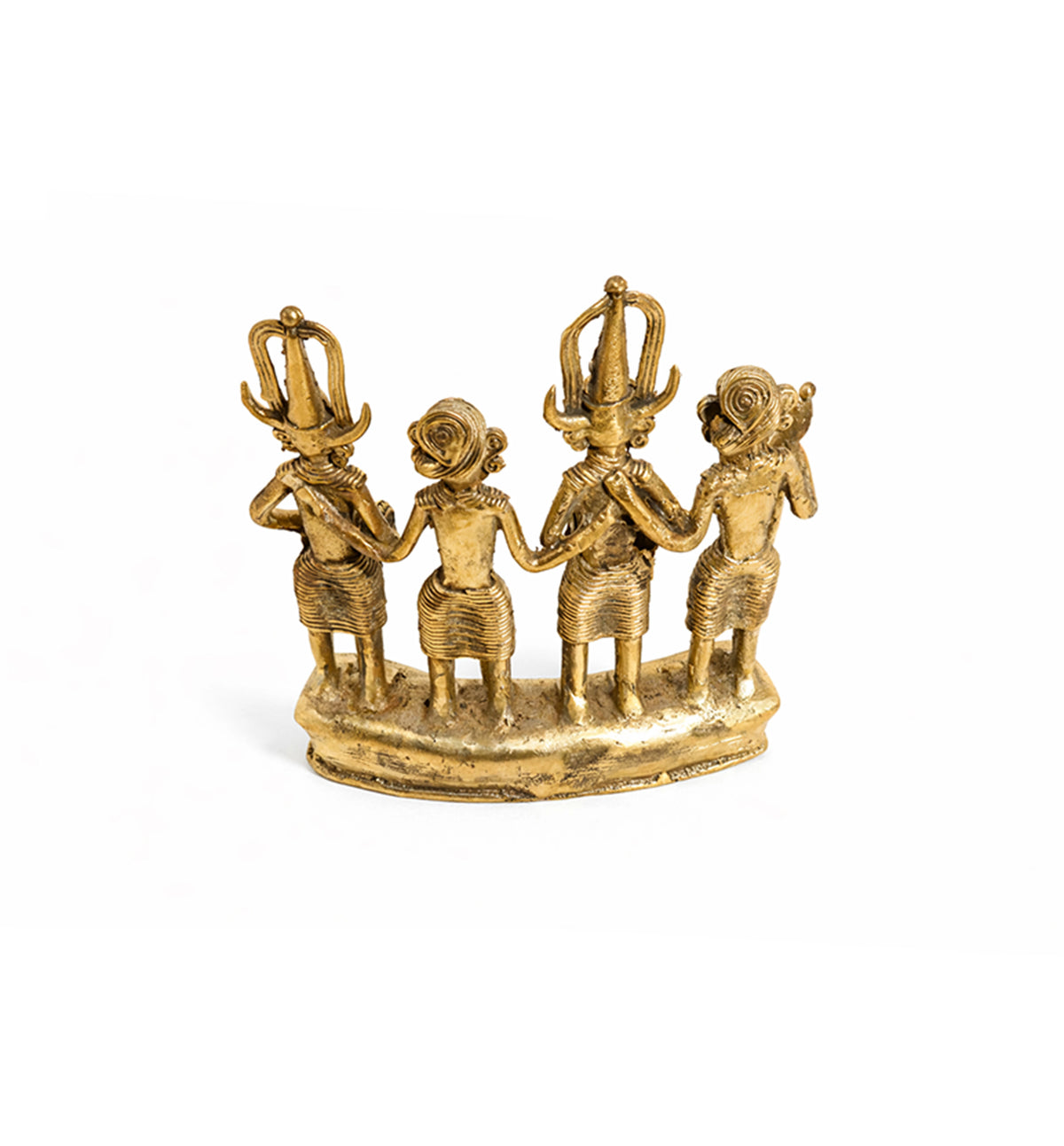 Handcrafted Brass Tribal Musician Ensemble showpiece
