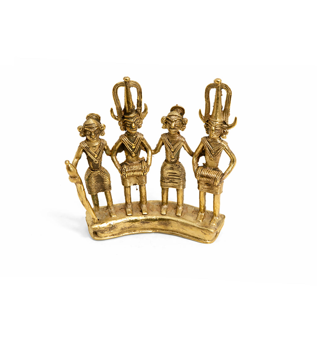 Handcrafted Brass Tribal Musician Ensemble showpiece