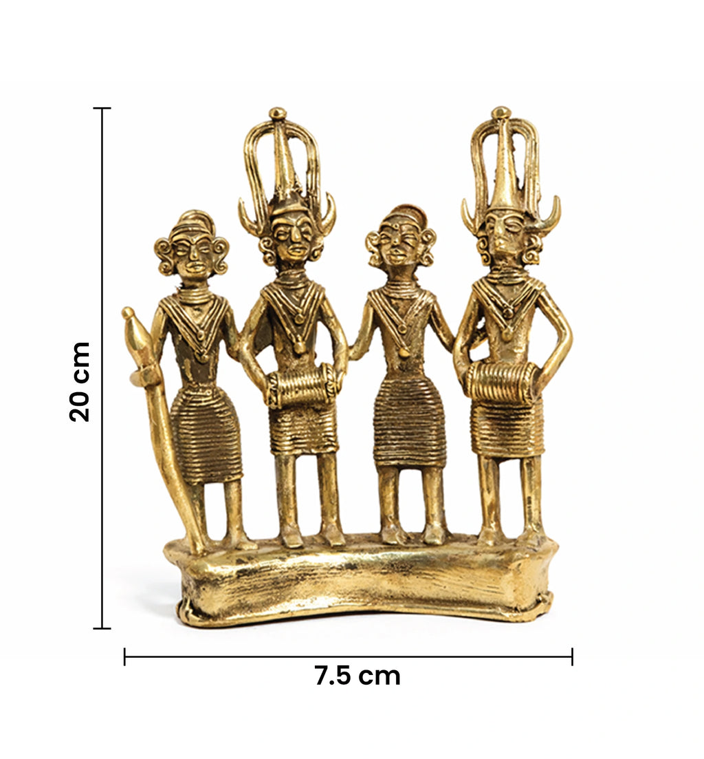 Handcrafted Brass Tribal Musician Ensemble showpiece