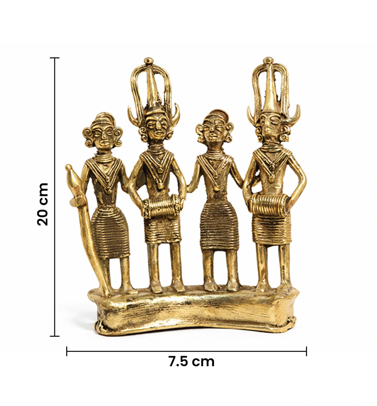Handcrafted Brass Tribal Musician Ensemble showpiece