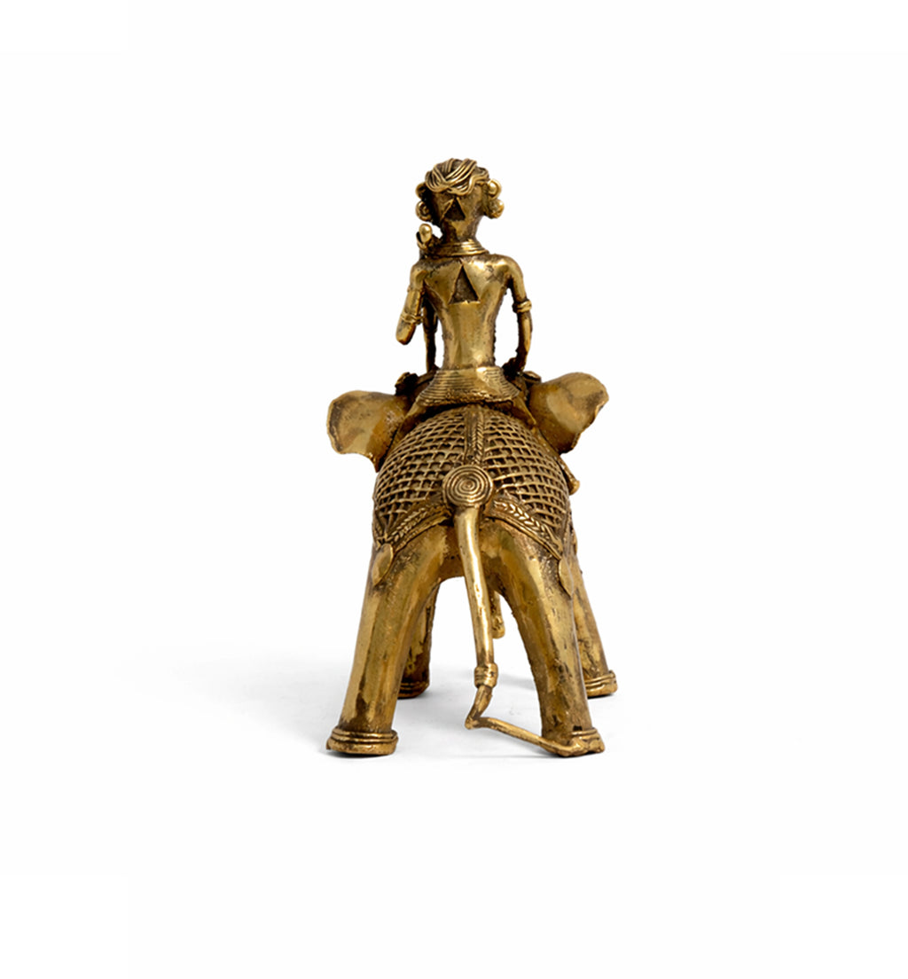 Handcrafted Brass Elephant with Mahavat Showpiece – Medium (Bhareva Craft)