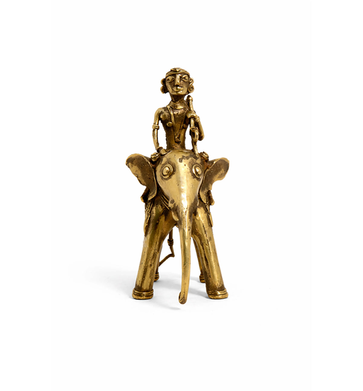 Handcrafted Brass Elephant with Mahavat Showpiece – Medium (Bhareva Craft)