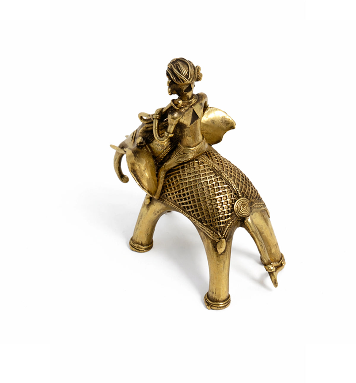 Handcrafted Brass Elephant with Mahavat Showpiece – Medium (Bhareva Craft)