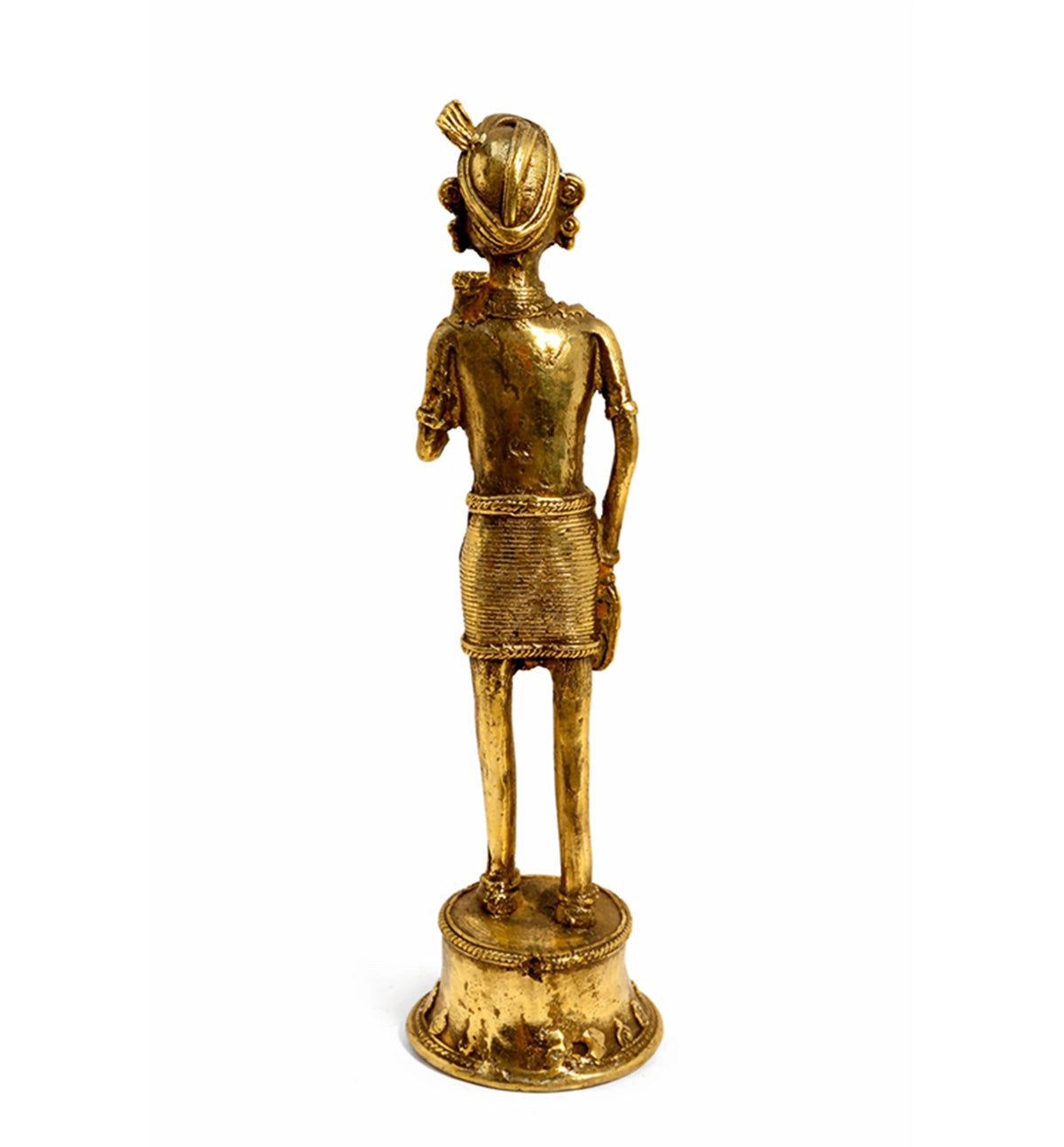 Handcrafted Brass Tribal Warrior Figurine – Traditional Bhareva Bell Metal Sculpture