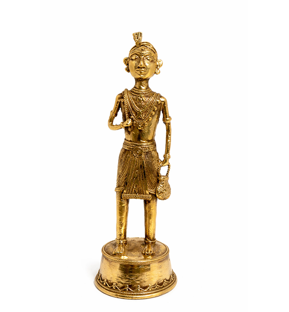 Handcrafted Brass Tribal Folk Musician Figurine – Traditional Bhareva Bell Metal showpiece