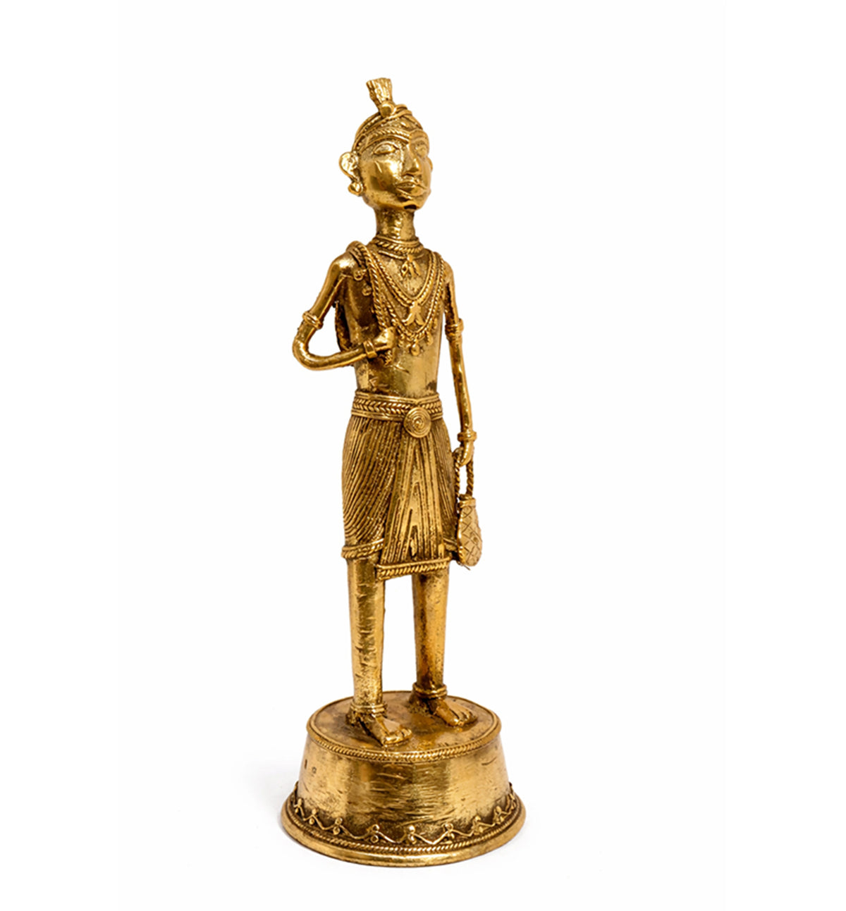 Handcrafted Brass Tribal Folk Musician Figurine – Traditional Bhareva Bell Metal showpiece