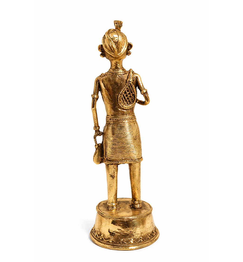 Handcrafted Brass Tribal Folk Musician Figurine – Traditional Bhareva Bell Metal showpiece