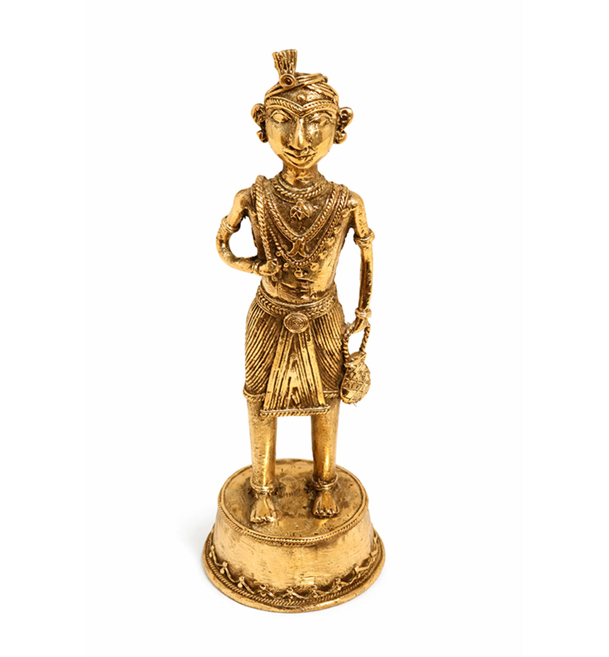 Handcrafted Brass Tribal Folk Musician Figurine – Traditional Bhareva Bell Metal showpiece