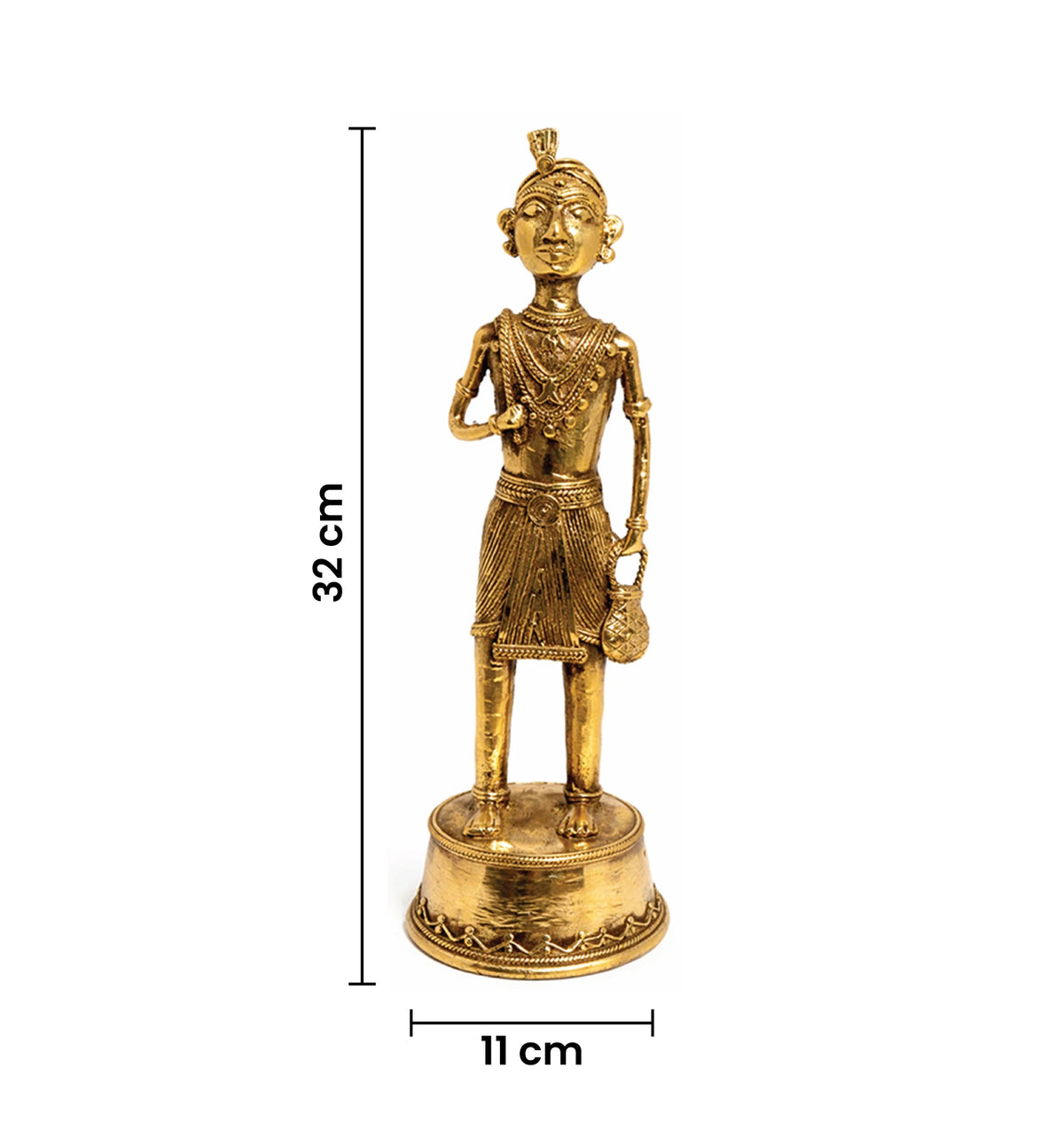 Handcrafted Brass Tribal Folk Musician Figurine – Traditional Bhareva Bell Metal showpiece