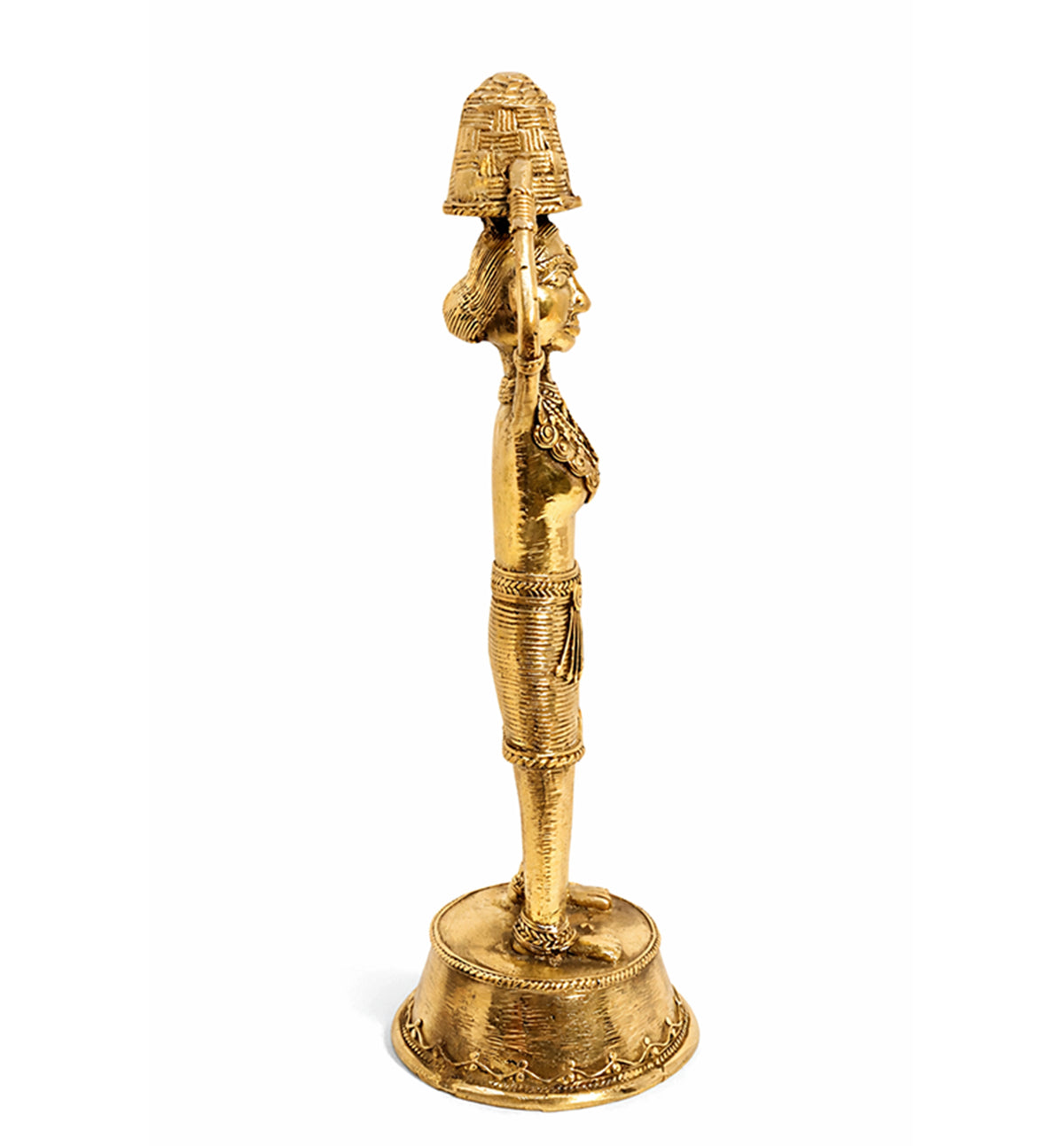 Handcrafted Brass Tribal Woman Figurine – Traditional Bhareva Bell Metal Sculpture
