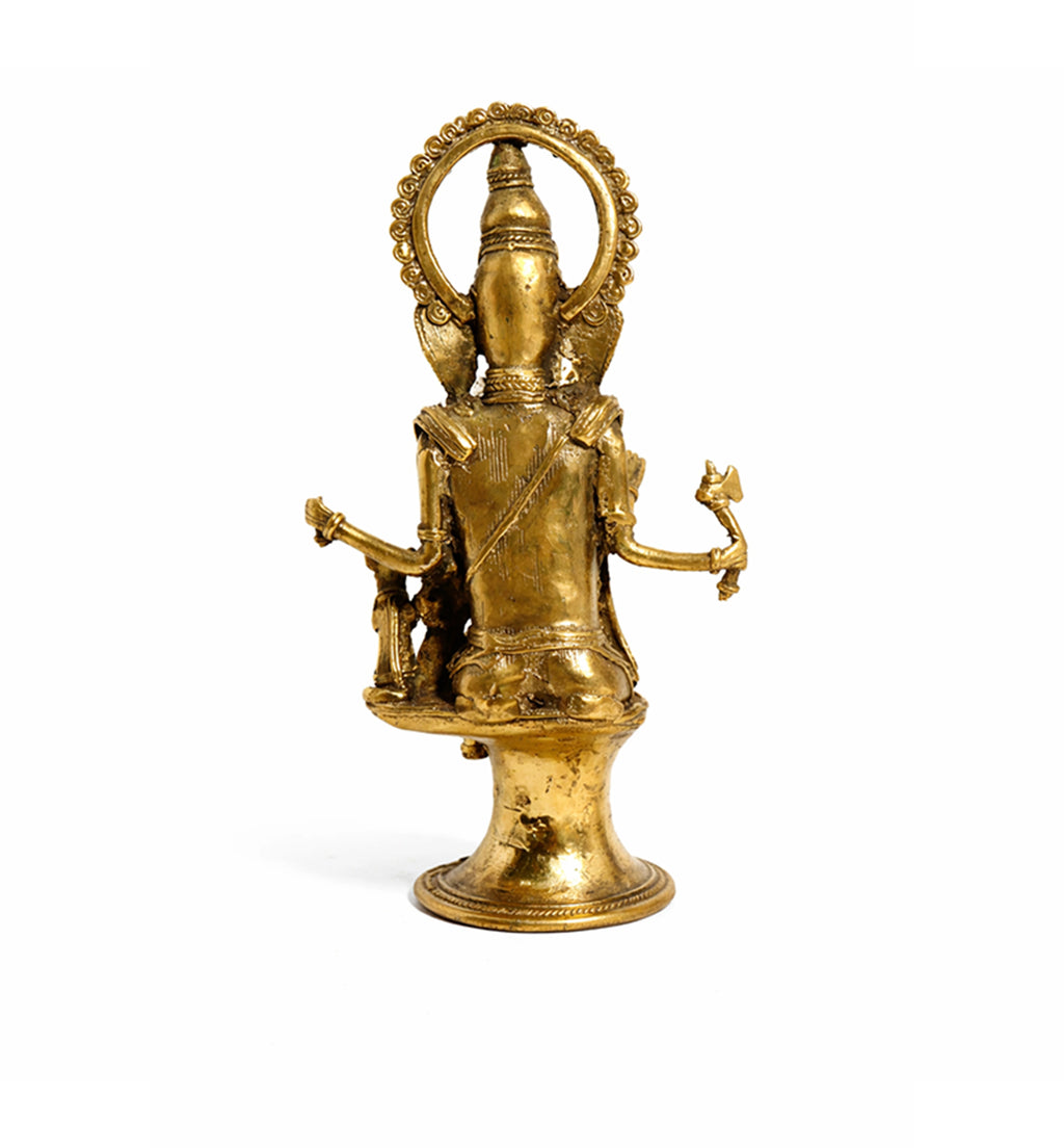 Handcrafted Large Brass Ganesh Idol – Traditional Tribal Bhareva Bell Metal Sculpture