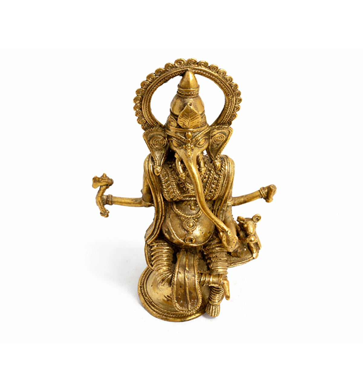 Handcrafted Large Brass Ganesh Idol – Traditional Tribal Bhareva Bell Metal Sculpture