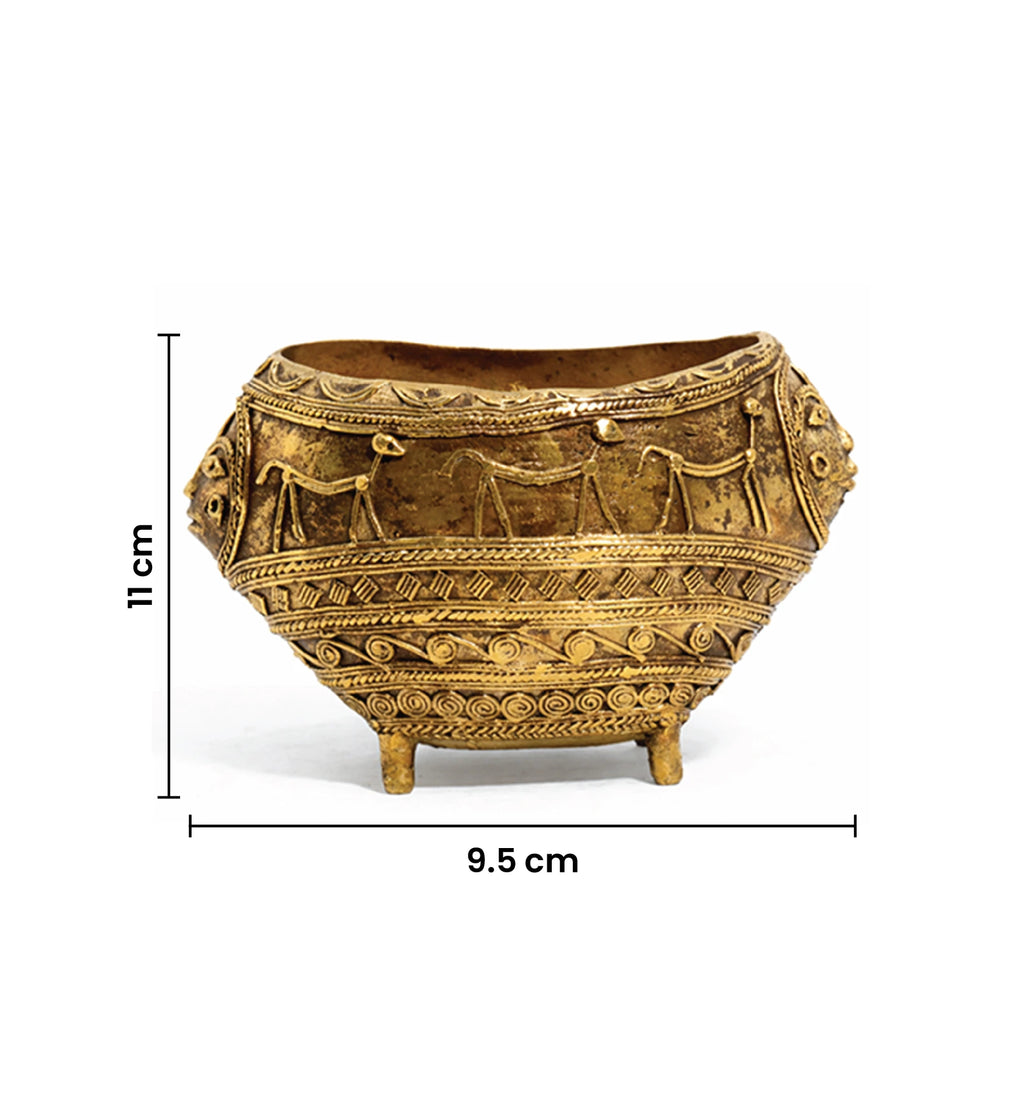 Handcrafted Brass Tribal Decorative Urli Bowl – Bhareva Art Showpiece