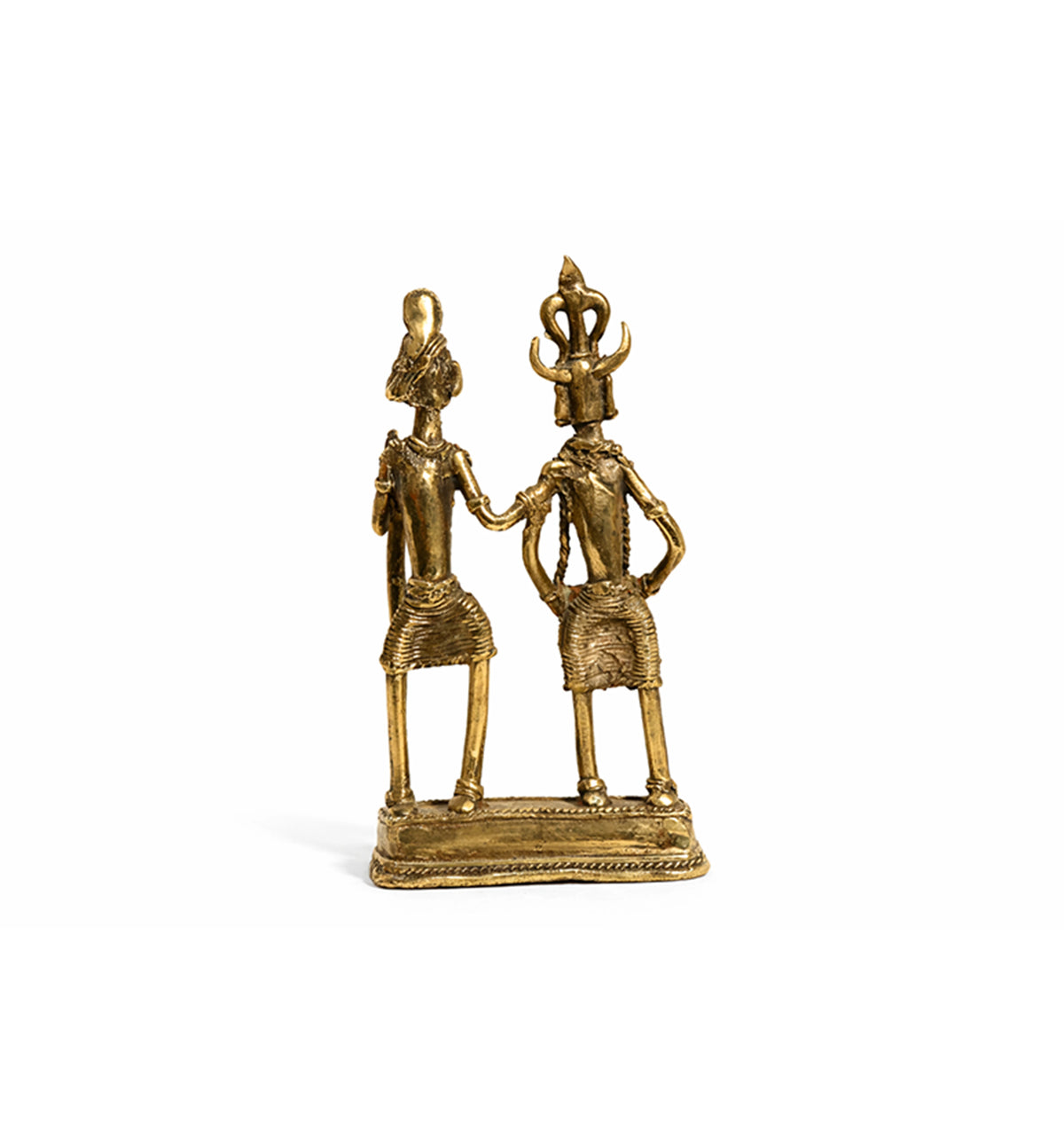 Handcrafted Brass Tribal Folk Dance Couple Showpiece – Traditional Bhareva  Bell Metal Art
