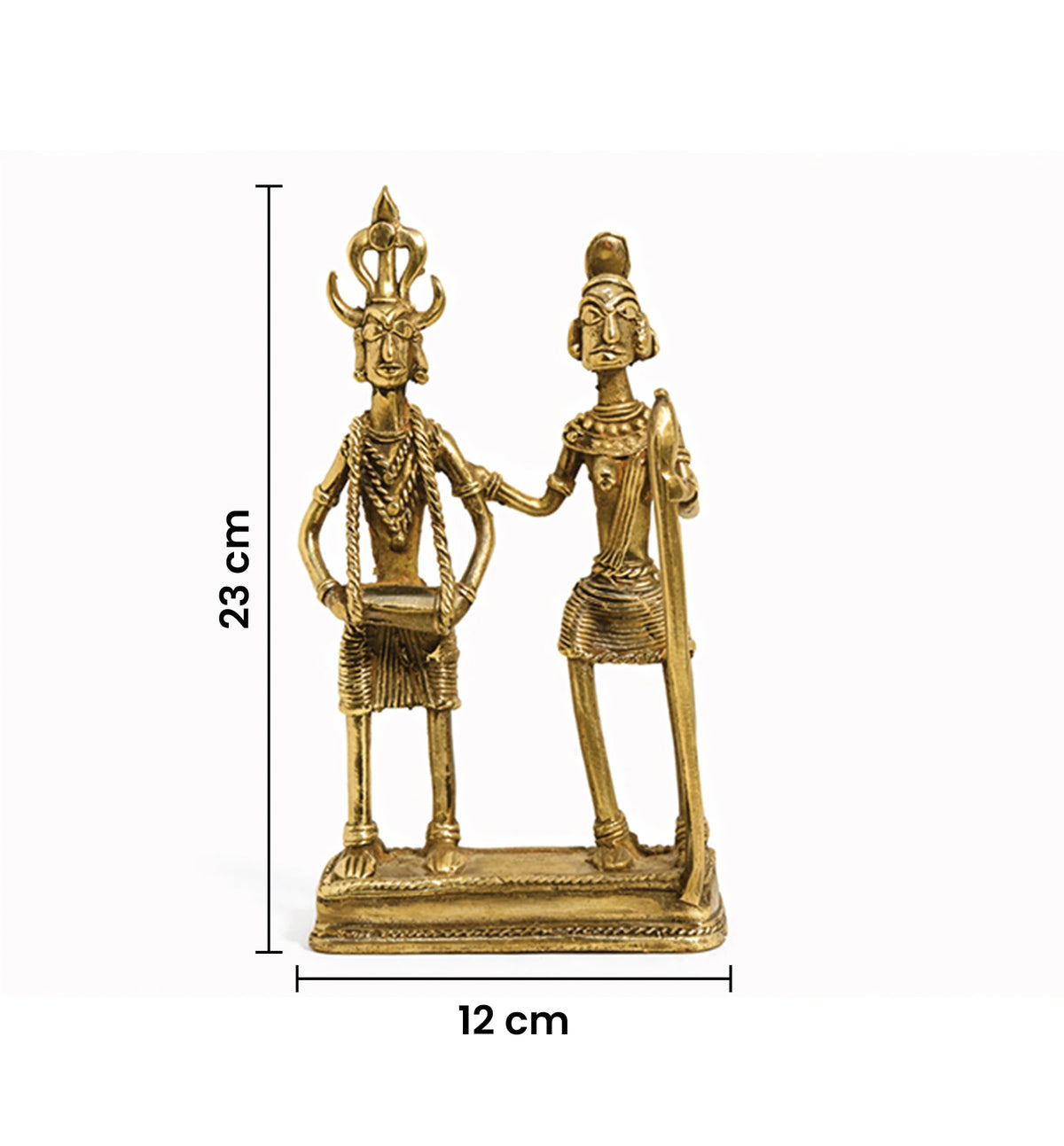 Handcrafted Brass Tribal Folk Dance Couple Showpiece – Traditional Bhareva  Bell Metal Art