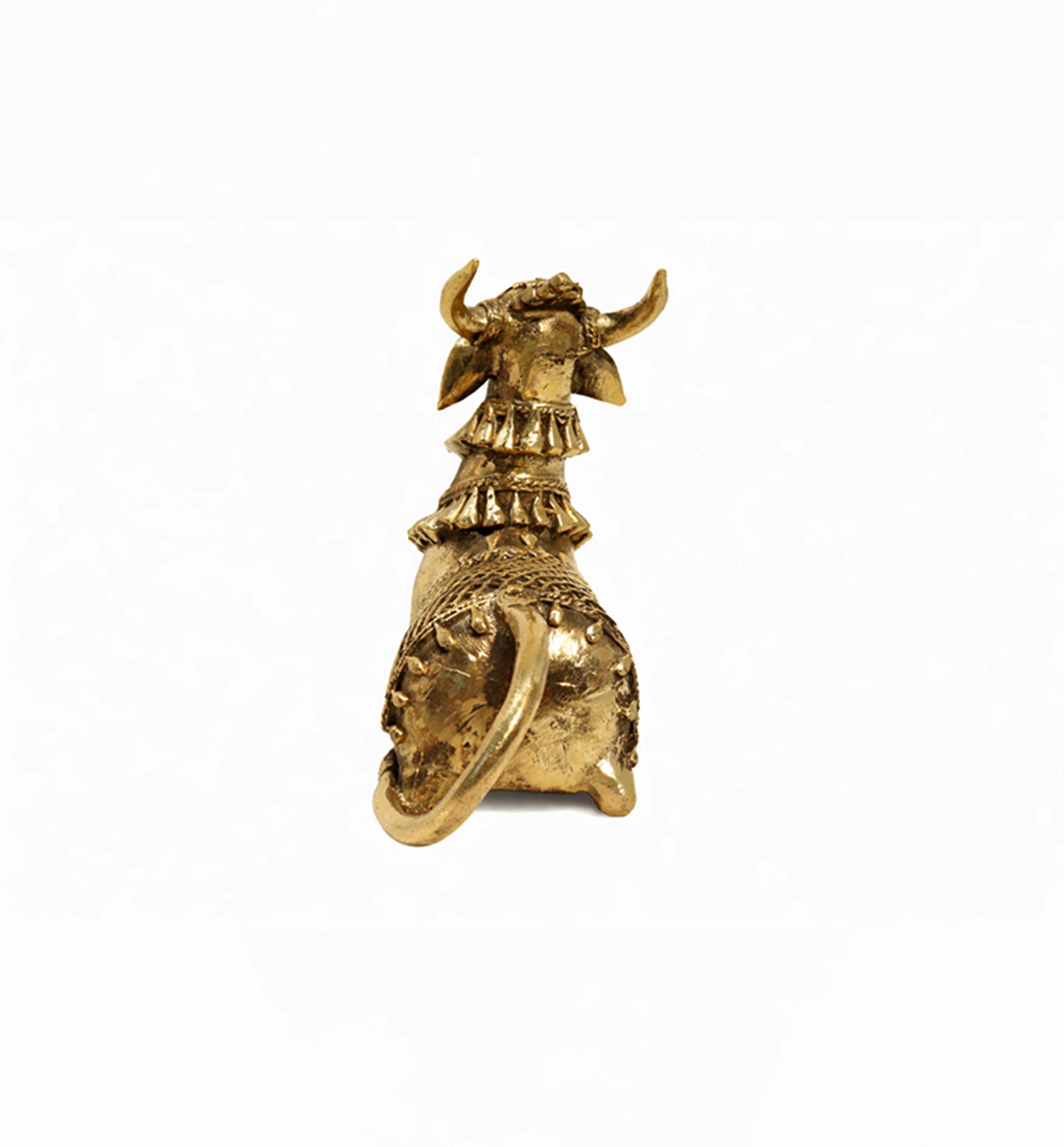 Handcrafted Brass Sitting Nandi Idol – Traditional Bhareva Bell Metal Sacred Bull Show piece