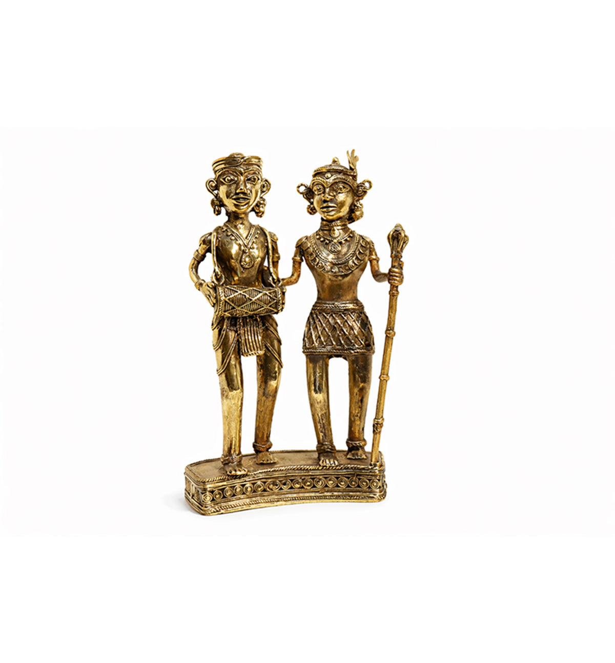 Handcrafted Brass Tribal Musician Couple Show Piece
