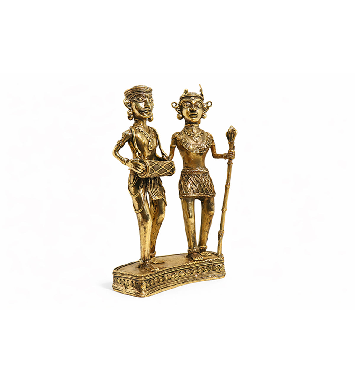 Handcrafted Brass Tribal Musician Couple Show Piece