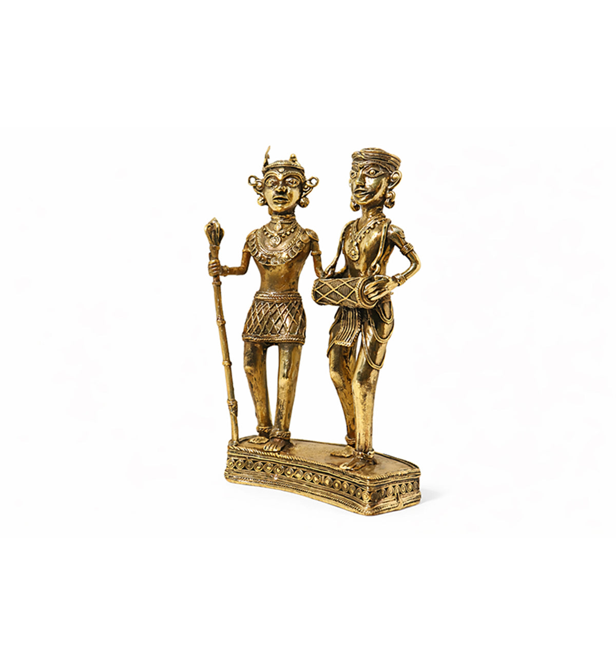 Handcrafted Brass Tribal Musician Couple Show Piece