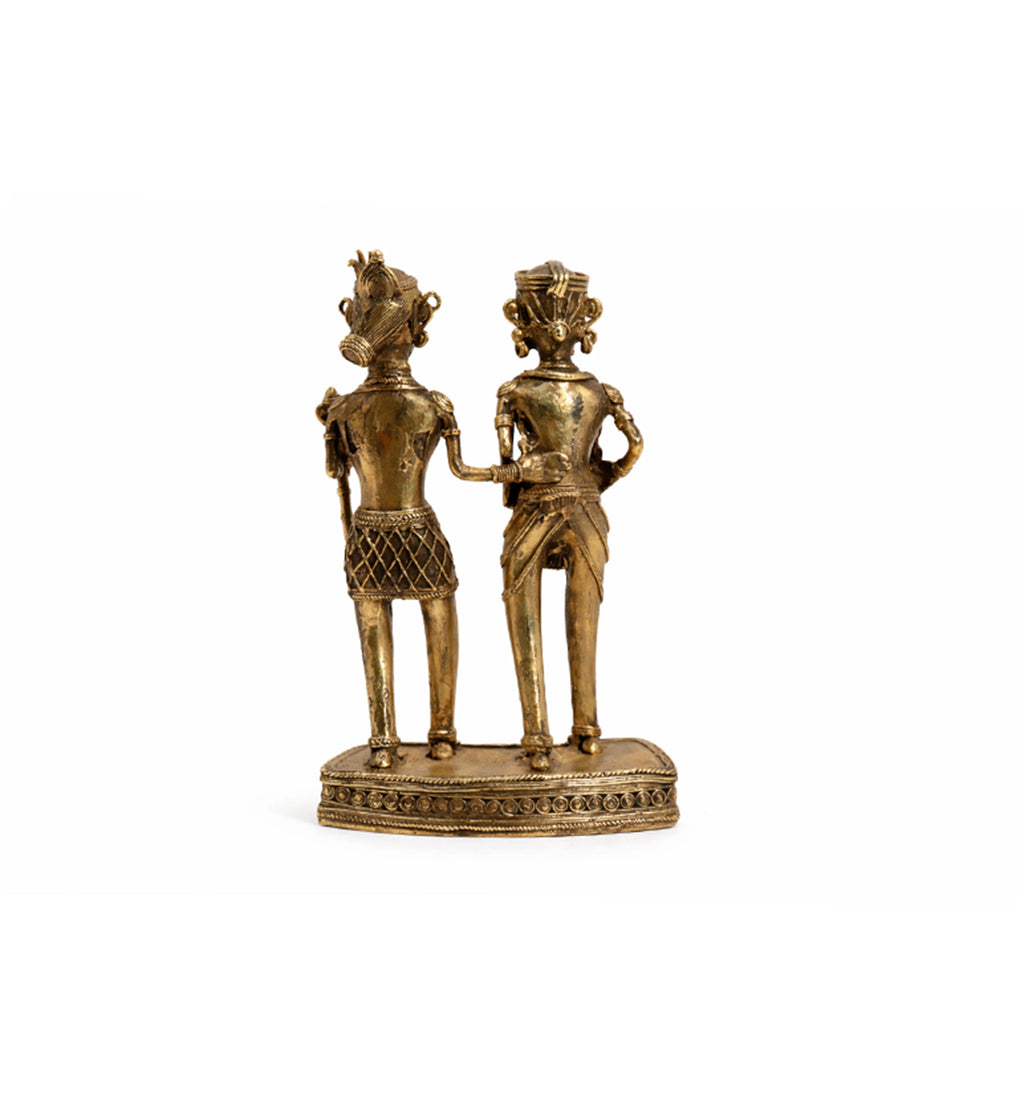 Handcrafted Brass Tribal Musician Couple Show Piece