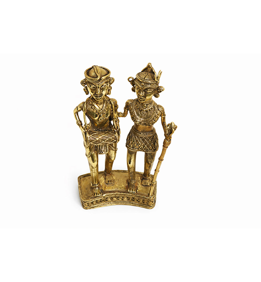 Handcrafted Brass Tribal Musician Couple Show Piece
