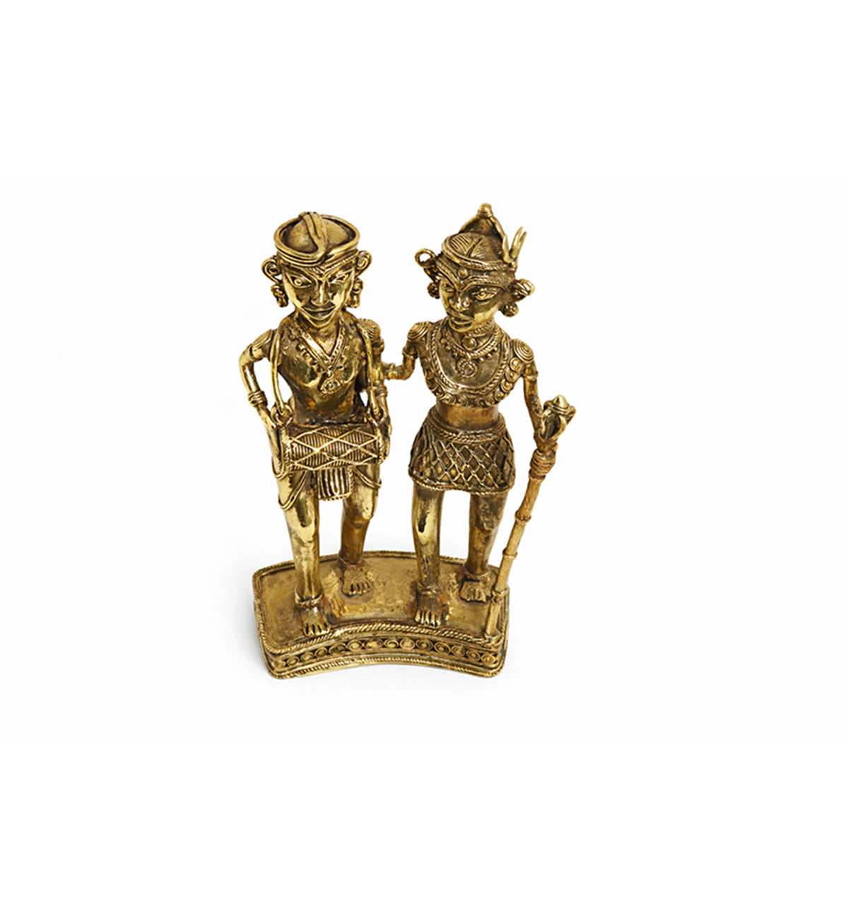 Handcrafted Brass Tribal Musician Couple Show Piece