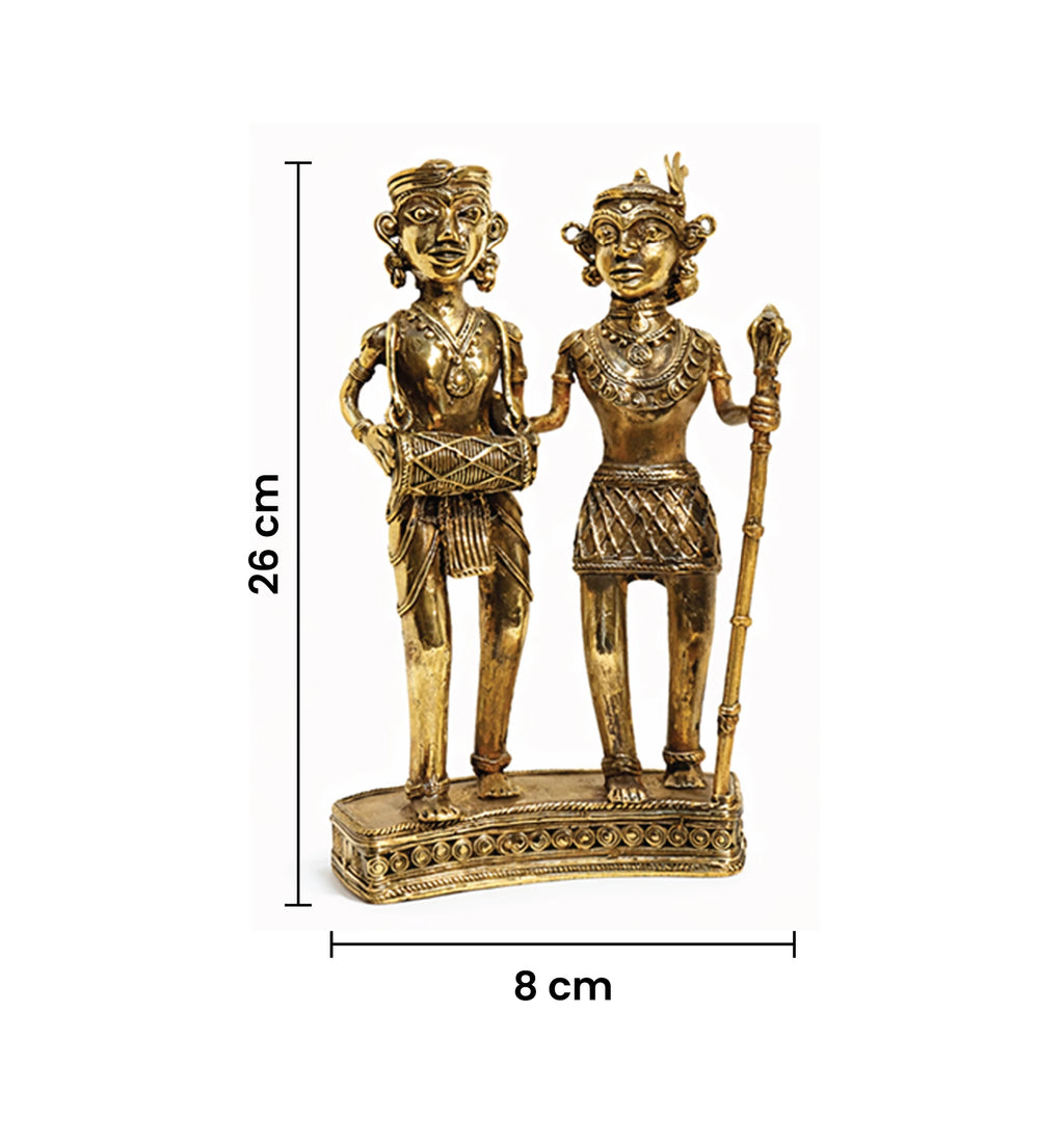Handcrafted Brass Tribal Musician Couple Show Piece