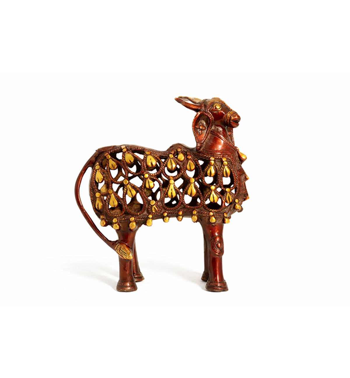Handcrafted Bell Metal Kamdhenu Cow – Antique Jali Work