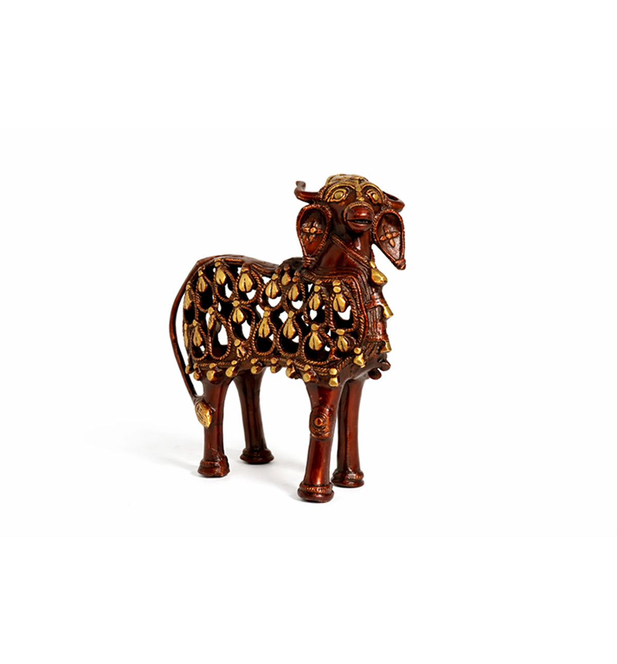 Handcrafted Bell Metal Kamdhenu Cow – Antique Jali Work