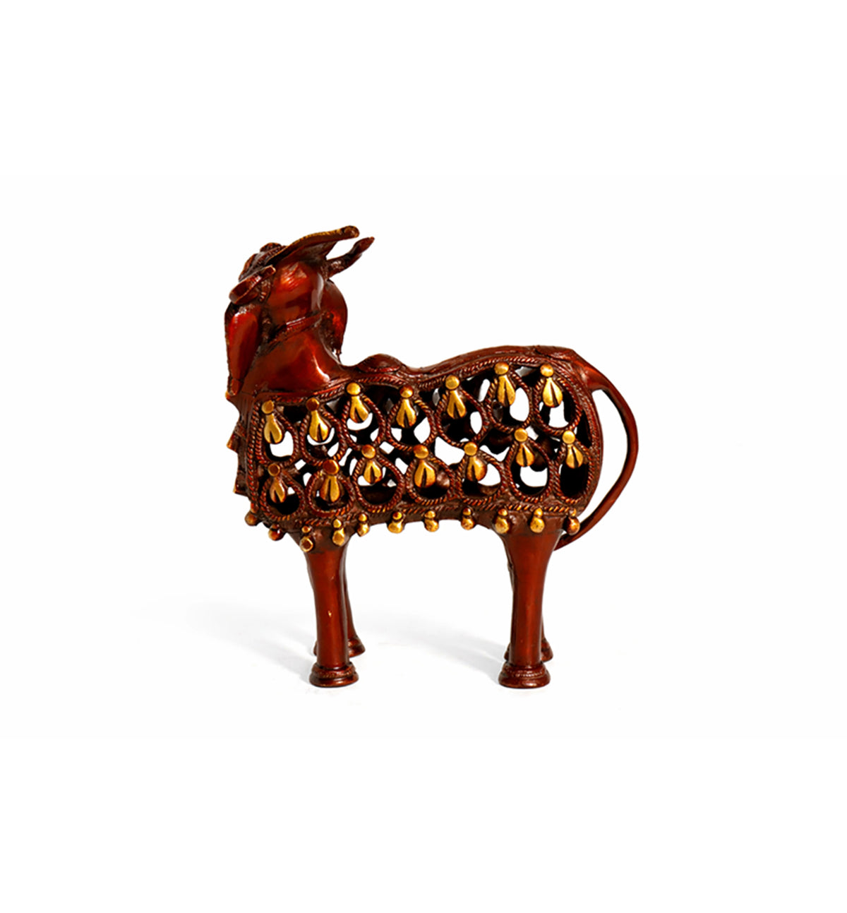 Handcrafted Bell Metal Kamdhenu Cow – Antique Jali Work