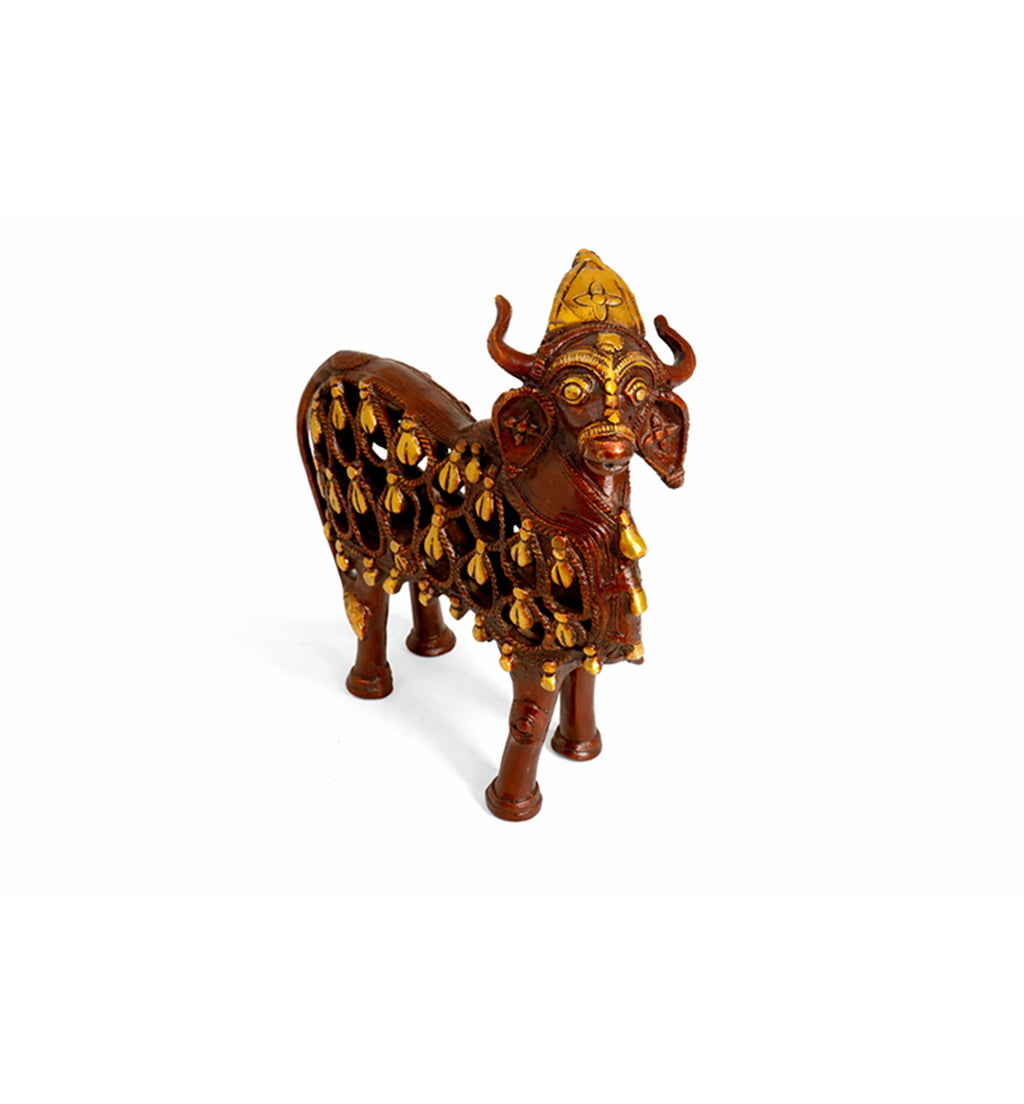 Handcrafted Bell Metal Kamdhenu Cow – Antique Jali Work
