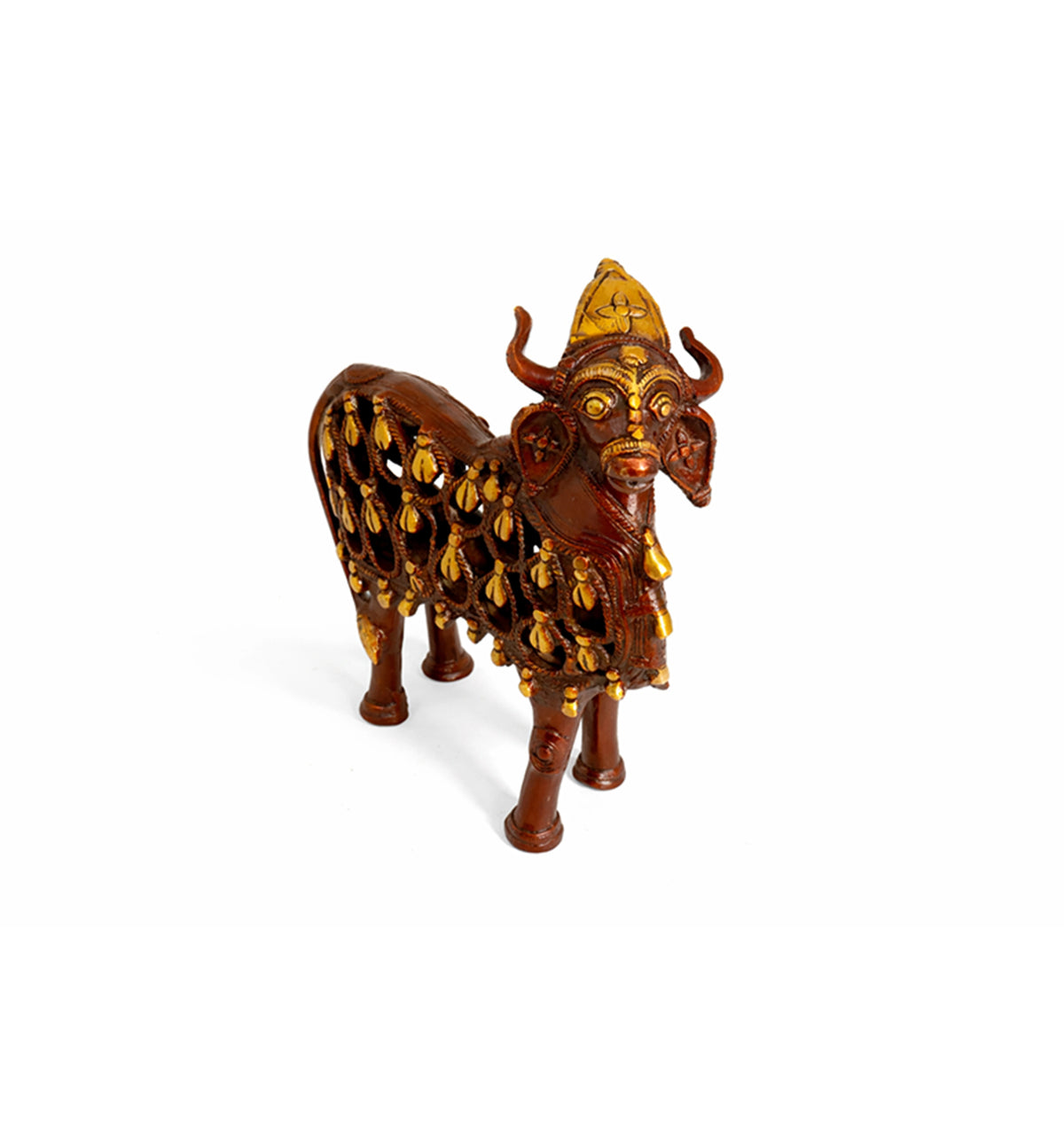 Handcrafted Bell Metal Kamdhenu Cow – Antique Jali Work