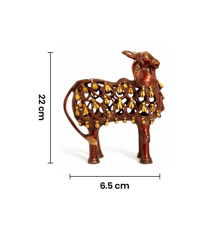 Handcrafted Bell Metal Kamdhenu Cow – Antique Jali Work