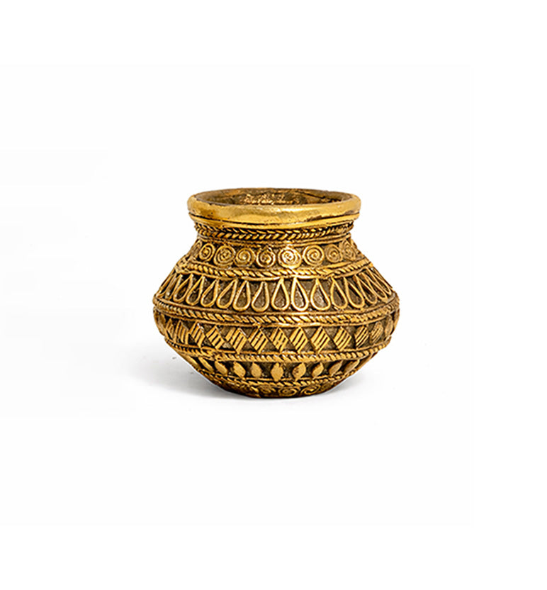 Handcrafted Brass Decorative Kalash Pot – Tribal Bhareva Craft