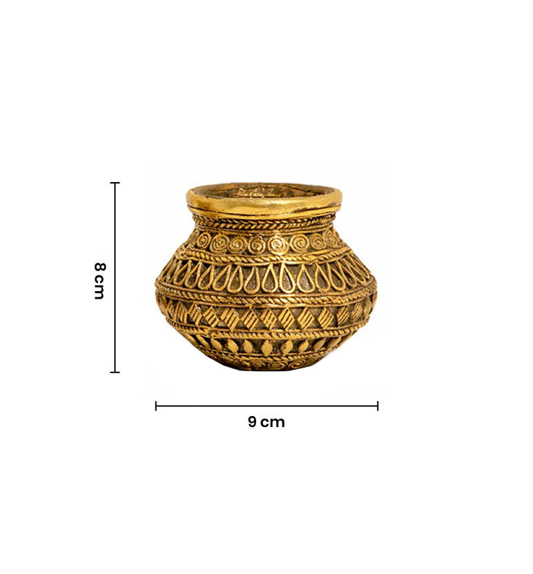 Handcrafted Brass Decorative Kalash Pot – Tribal Bhareva Craft