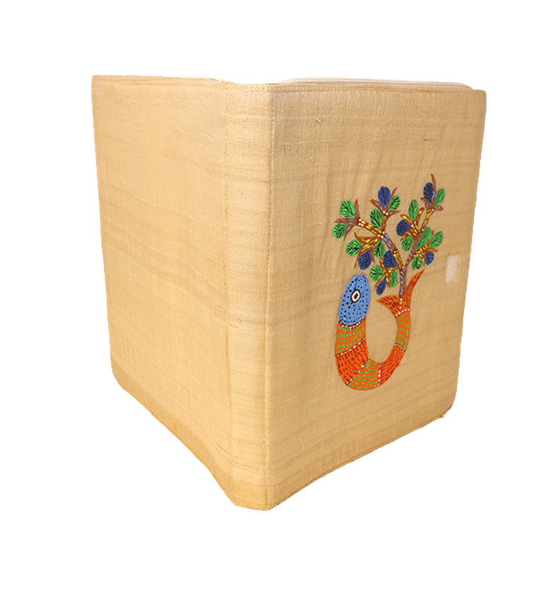 Handcrafted Gond Fabric File Folder – Fish and Tree Pattern